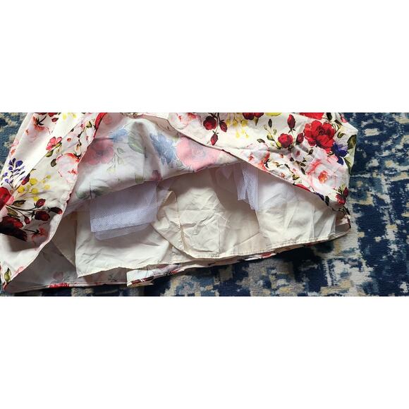 MARMELLATA Girls Red Ivory Floral Party Dress Back Bow Details Sz 10 - Picture 4 of 5